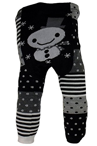 Baby and Toddler Wooly leggings by Dotty Fish girls or boys Snowman (90cm/12-14mths)