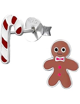 Lebkuchenmann & Candy Cane Weihnachten Ohrringe–Sterling Silber