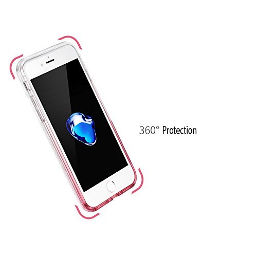 iPhone 8   iPhone 7 Funda  ZUSLAB Lujo Elegante Glitter y Brillante Brillo Carcasa de 3 capas h  brido  Ultra fino  Cubierta flexible suave del gel de TPU con estilo del dise  o para la muchacha de la mujer para Apple iPhone 8   iPhone 7  Rosy   Gradual Oro Rosa 