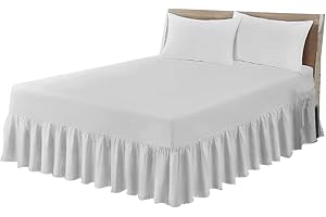 Odeur White Easy Care Single Valance Sheet - Poly Cotton Single Bed Skirt Valance Sheet 92CM x 190CM - Polycotton Single Frilled Base Fitted Valance Sheet