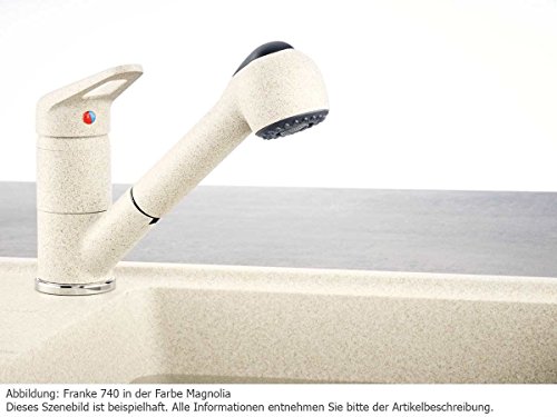 Franke Prince Küchen Hochdruckarmatur Einhebelmischer Laufeiser Gewebeschlauch edelstahlgehäuse mit Einbrenn Lackierung steingrau, 115.0030.729 - 4