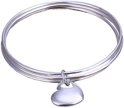 Smail Hot Jewelry Gift Women Beautiful 925 Silver Heart Bracelet Bangle