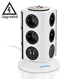 SAFEMORE Regleta de 10 Enchufes y 4 Puertos de USB 2500W/10A con...