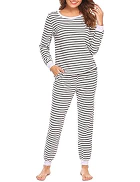 Avidlove Schlafanzüge Sets Winter Streifen Damen Nachtwäsche Zweiteiliger Schlaf-Set Drucken Stretch Pyjamas Lange...
