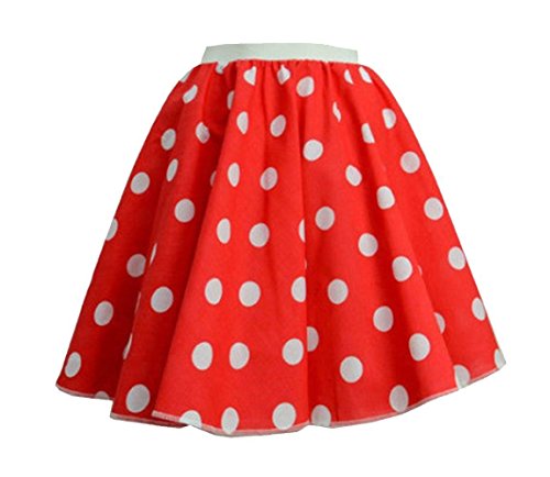 The Dragons Den Polka Dot 15" Sakter Skirt Full Circle Fancy Dress 60s 70s Roller Girl[Red White Spot, Standard]