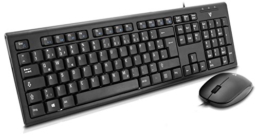 Preisvergleich Produktbild V7 CKU100GR Kabelgebundene USB-Tastatur mit Maus und PS2-Adapter