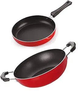 HOMEST Gas Compatible Fry Pan and Kadhai Combo Cooking Set, 2.6mm