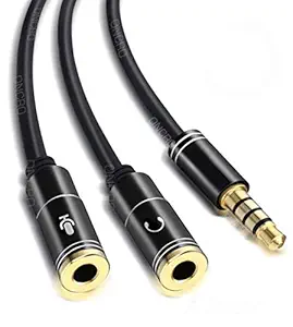 ONCRO Y Splitter for Audio and Microphone, 3.5mm Extension Cable 1 Male to 2 Female Audio mic Splitter for Earphone, Headset, Phone, Laptop.