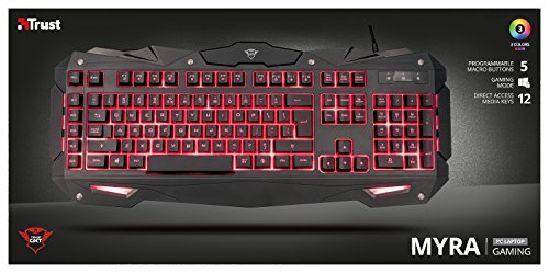 Trust GXT 840 Myra - Teclado Gaming con iluminaci  n LED  Negro - QWERTY Espa  ol