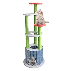 SENNAUX Adorable Cat Tree with Sisal Scratching Post Cat Climbing Activity Flower Tower House for Cats Kittens Pets 6 Layers 51