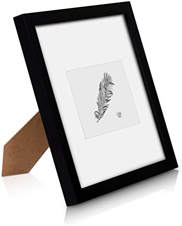 SOLID WOOD 10x10 Signature Frame Black - Square Photo Frame (25x25cm) - With Picture Mount for 4 x 6 (10x15cm) Photo - Glass Front - Frame Width 2cm