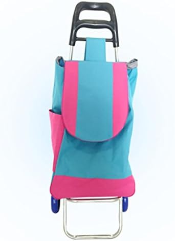 LHJ Trolley Dolly, Large Capacity Light Weight Wheeled Shopping Trolley Push Cart Bag Blue
