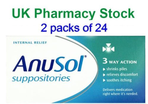 2 x Anusol Suppositories 24 (3 Way action)