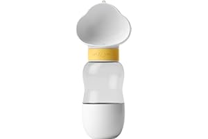 MEIJEEGU Hundeflasche Unterwegs,350ml Tragbare Outdoor Haustier Wasserflasche Hunde mit 200ml Hundefutterflasche Hunde Reiseflasche Gadget für Kleine Hunde (Weiß)