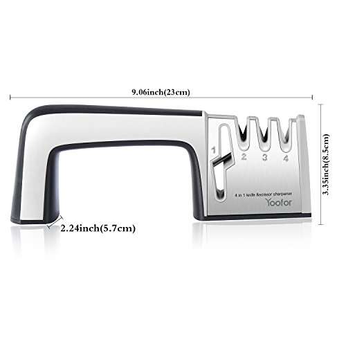 Yoofor Messerschärfer Messerschleifer Knife Sharpener – und Scherenschleifer, Professionelles 4 Stufen-Schleifsystem – Schwarz - 2