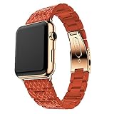 BZLine Armband | Luxus Edelstahl + Acetat Ersatz Uhrenarmband | Für Apple Watch Series 3/2/1 38mm/42mm | Neue Mode und Hautfreundlich | Handgelenkgröße: 5,51-7,28 Zoll | Bandlänge: 96 mm + 117 mm | 14 Farben (Für 40MM Armband, Schwarz) (Für 42MM Armband, Orange)