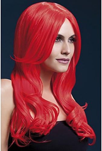 LOAVER Heat Resistant Long Wigs Synthetic Curly Wigs with Bang for Women (Red)