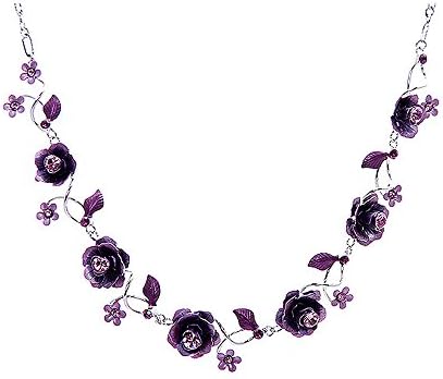 Glamorousky Elegant Rose Necklace with Purple Austrian Element Crystals (1026)