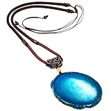 Durchmesser des Anhängers: ca. 50-70 mm, kleinere Perle über Anhänger: ca. 7mm. Verstellbare braun Nylonschnur, reicht von 17 Zoll bis 30 Zoll. Gewichte ca. 35-60 Gramm . Jedes Stück ist natürlich und künstlich farbverstärkt, um eine stilvolle, außergewöhnliche Erscheinung zu bieten. So können Muster, Formen, Farben und Größen variieren.