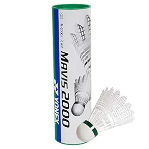 Yonex Mavis 2000 Green Cap Nylon Shuttlecock, Pack of 6 - Made in Japan