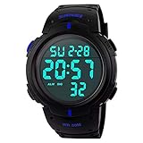 Carriea Kinder Digital Uhren für Jungen - Wasserdichte Sport Armbanduhr mit Wecker/Timer, schwarz Kinder Outdoor Elektronische Sport Digital Uhren für Teenages Jungen Kinderuhren