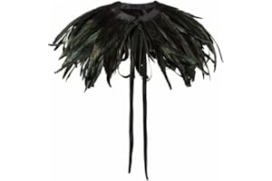 zfyanssee Black Green Feather Hand made Collar Cape Shawls Wrap for Halloween Costumes