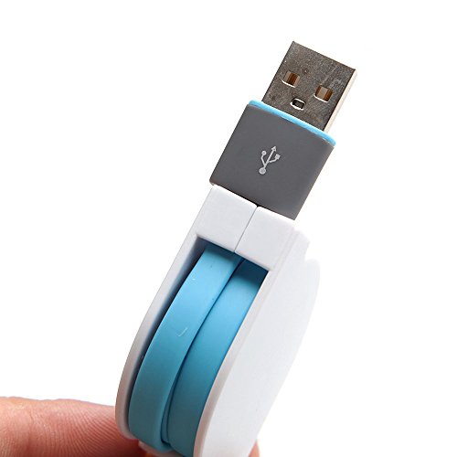 Skitic 2 in 1 Ausziehbares Roll-up Micro USB Typ C Metall Ladekabel Datenkabel Schnellladekabel für Huawei P9/ P9 Lite/ P8/ P8 Lite, Samsung Galaxy S7/ S7 Edge/ S6 / S6 Edge / S5 / S4, Galaxy Note 5/ 4/ 3/ 2, HTC, Sony, Oneplus, Xiaomi, LG, Motorola, Alle Handys und Tablette mit Android System (Blau) - 6