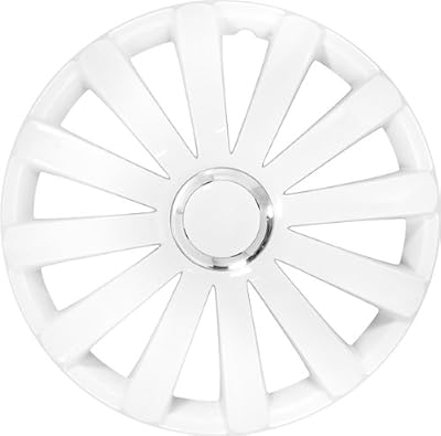 Autostyle Jeu d'enjoliveurs Spyder 14-inch blanc + anneau chromé