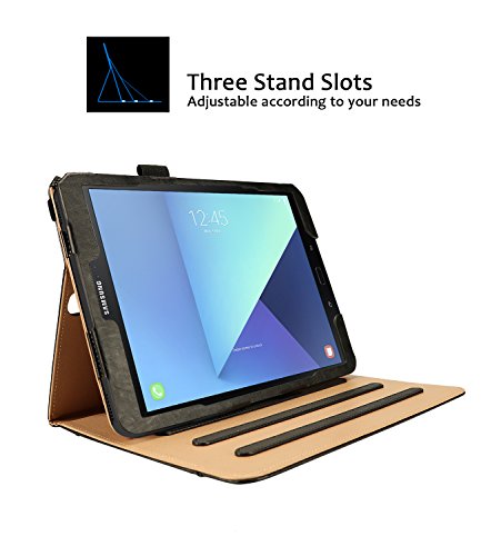 Galaxy Tab S3 9.7 Hülle, Yoozon Premium Leder Schutzhülle Karte Dokumententasche, Stylus Halter, elastischer Gurt für Samsung Galaxy Tab S3 (9,7 Zoll, SM-T820 T825) - 5