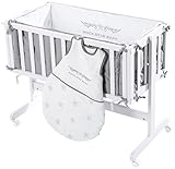 roba 8957W RS2 Beistellbett Rock Star Baby 2 Liegefläche, 87,5 x 44 cm, Inklusive Matratze, Nestchen und Schlafsack 70 cm, weiß