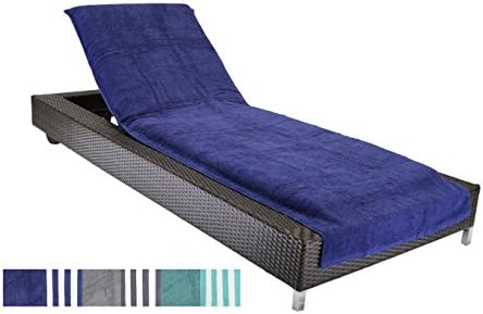 Brandsseller Lounger Cover Beach Towel Pool Outdoor Chair Lounger 94% Cotton 6% Polyester appx. 70x200 cm color: Blue