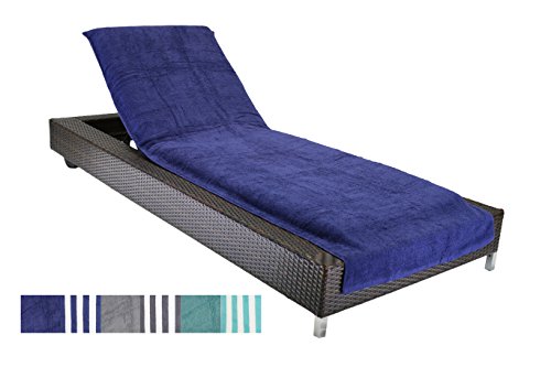 Brandsseller Lounger Cover Beach Towel Pool Outdoor Chair Lounger 94% Cotton 6% Polyester appx. 70x200 cm color: Blue