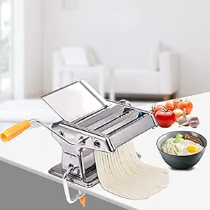 Harivar Mart 3 in 1 Stainless Steel Pasta Maker Noodle Making Dough Roller Cutter Machine Hand Crank and Clamp for Spaghetti and Lasagna Tagliatelle Fettuccine