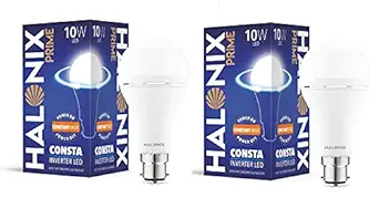 Halonix Inverter Rechargeable, Emergency LED Bulb, Base B22 (White)(Pack of 2)