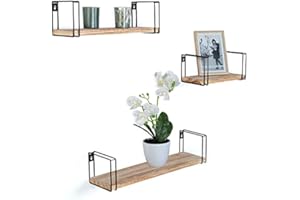 IDMarket - Lot de 3 étagères murales LILY bois et métal design industriel