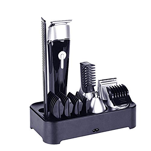 Tagliacapelli 5 in 1, HQQNUO Uomini Trimmer Barba, Tagliacapelli Professionale, Uomini Trimmer Barba Trimmer, 8 Pettini e Adattatori, per Salone o in Casa