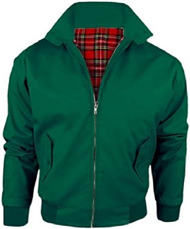 Vintage Harrington Adults Jacket Coat Bomber British Made Harrington Classic 1970'S Vintage Retro Mod Skin Scooter Tartan Lining (XX-Large, Green)