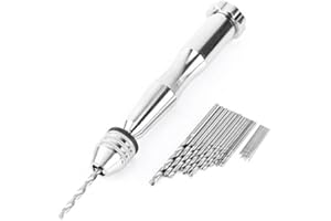 Estink Mini Trapano Manuale con 25 Punte Elicoidali, Set Mandrino 0,3-3,6 mm, Kit Trapano Portatile 12 cm con Punte da 0,5-3,0 mm per Lavori di Precisione