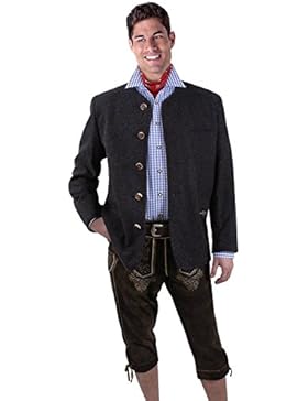 Trachtenjanker/Trachtenjacke Herren - Antrazith/Grau/Schwarz - chicer Trachtenblazer in Lodentuch