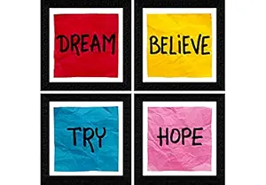 SAF Motivational Quotes Digital Reprint Painting (19 x 19 Inch) -Set of 4 SANFSD35N, multicolor