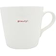 Keith Brymer Jones - Word Range - Large Ceramic White Mug - greedy! (red) - 500ml - Gift Boxed