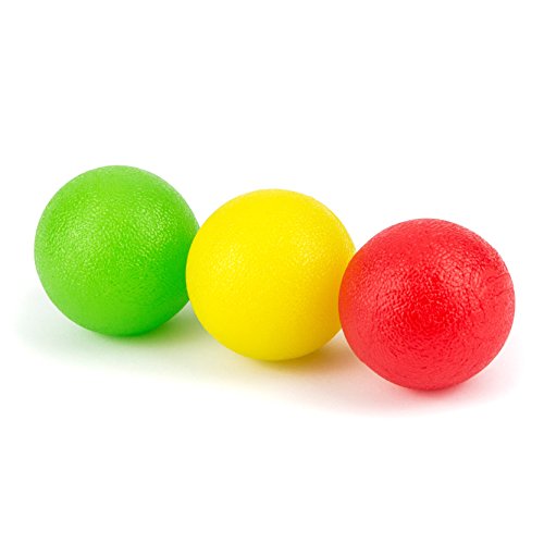 3er-Set PREMIUM Griffkrafttrainer/ Handtrainer/ Unterarmtrainer/ Fingertrainer/ Griffkraftbälle/ Grip Strength Balls zum Unterarmtraining mit VERSCHIEDENEN WIDERSTÄNDEN in AMPELFARBEN inkl. hochwertigem Aufbewahrungsbeutel - 2