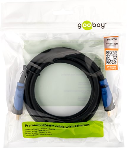 Goobay 72317 Premium HDMI High Speed Kabel mit Ethernet 4K, Ultra-/Full-HD, 3D, vergoldete Stecker 1,5 m schwarz - 2