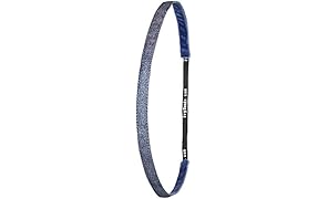 Ivybands&reg; | Das Anti-Rutsch Haarband | Special Jeans Blau Superthin | 1cm Breit Blaues Glitzer Haarband | One Size | IVY782
