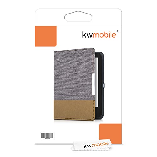 kwmobile Hülle für Tolino Shine 2 HD – Flipcover Case eReader Schutzhülle – Bookstyle Klapphülle Hellgrau Braun - 7