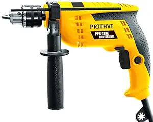 PRITHVI Premium PPR-13RE High Speed 700WATT 13MM, 2800RPM Power Impact Reverse Forward Rotation Drill Machine, Variable Speed, Corded-Electric (Yellow and Black) for Wall, Metal and Wood Drilling