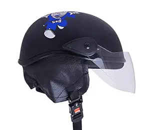 Western Era Stylish Ninja New Hatorri Open Face Helmet for Kids || Baby Safety and Comfort || (3-12 Years) (Black Matte)