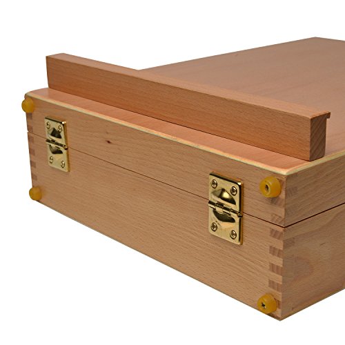 Artina® Koffer-Staffelei Nancy aus Buche Holz für Keilrahmen bis 66cm mit 3 Fächern als Tisch-Staffelei mit Tragegriff - 8