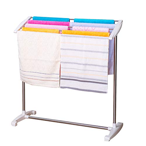 Preisvergleich Produktbild Handtuchständer freistehender Handtuchhalter in Edelstahl-Optik mit Handtuchstangen als Badehandtuchhalter und kleiner Kleiderbutler,KS-M8032