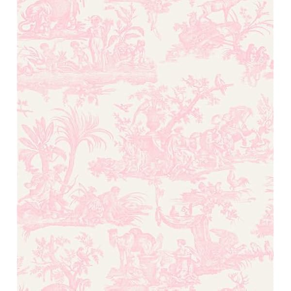 Amelia Toile De Jouy Wallpaper Pale Pink Amazon Co Uk Diy Tools